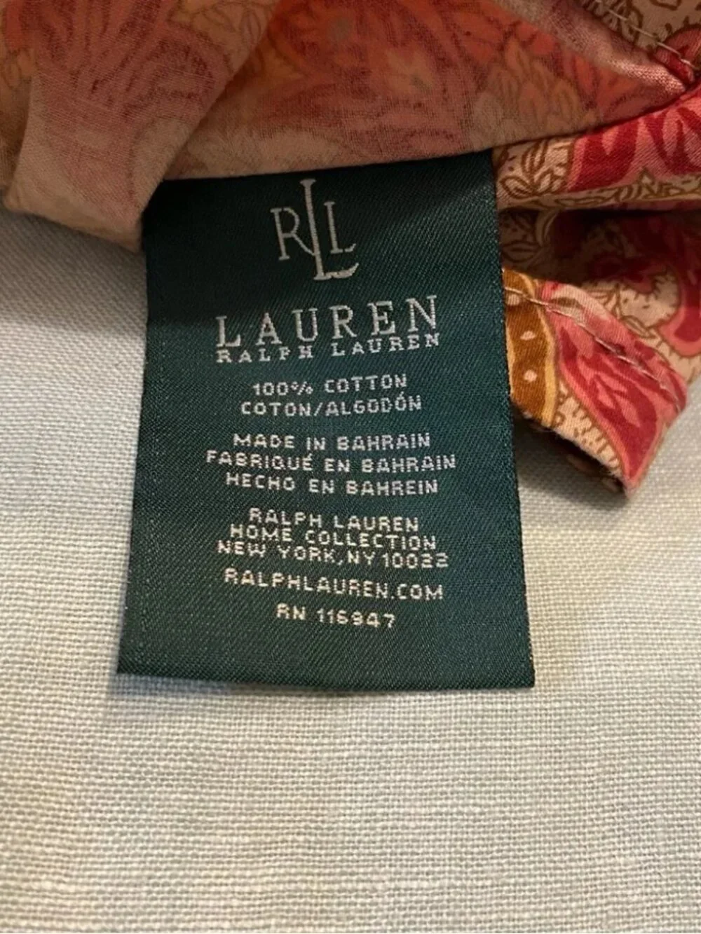 Lauren Ralph Lauren Langham Briarleigh pink brown paisley 100% cotton King sham